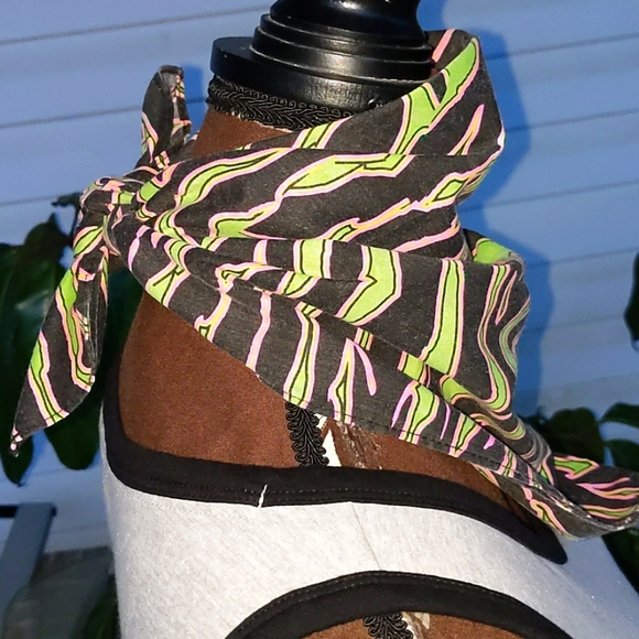 Black, Lime & Pink Large Pet Bandana - Picture 3 of 7